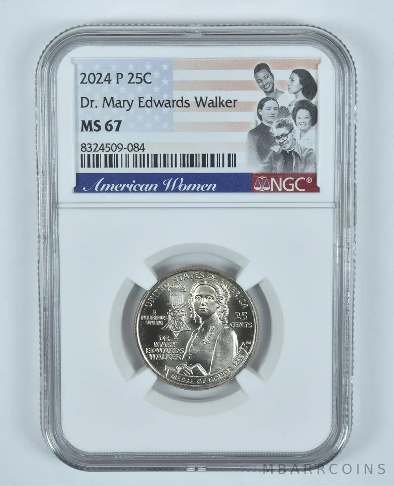 2024-P Washington Quarter Dr. Mary Edwards Walker MS67 NGC American Women