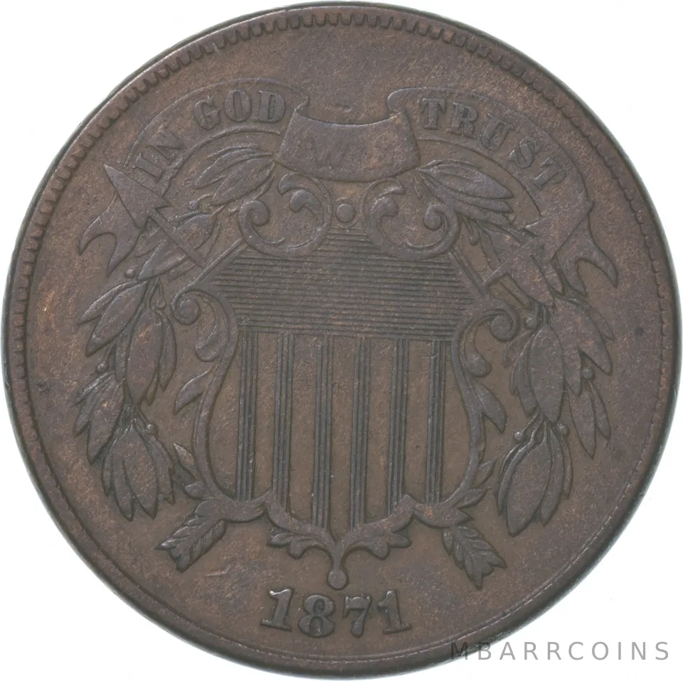 1871 Union Shield Two-Cent Piece *8277