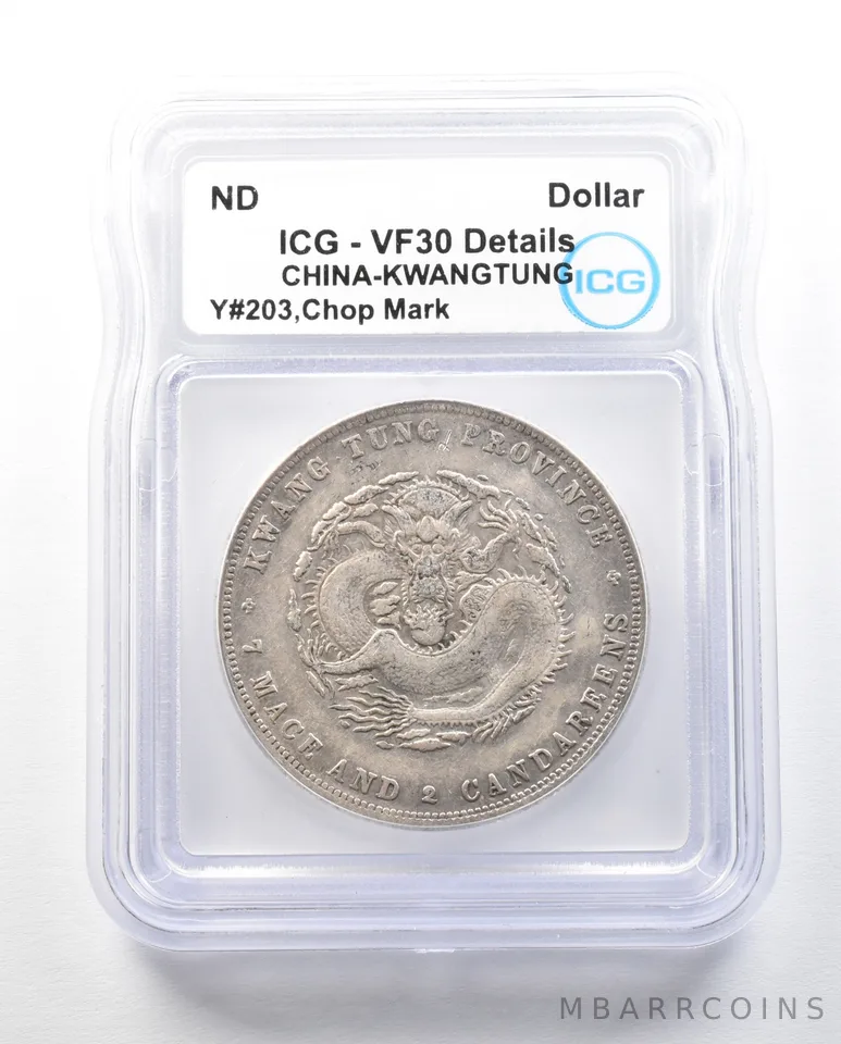 1890-1908 China-Kwangtung Dollar Chop Mark Y#203 VF30 ICG *0504