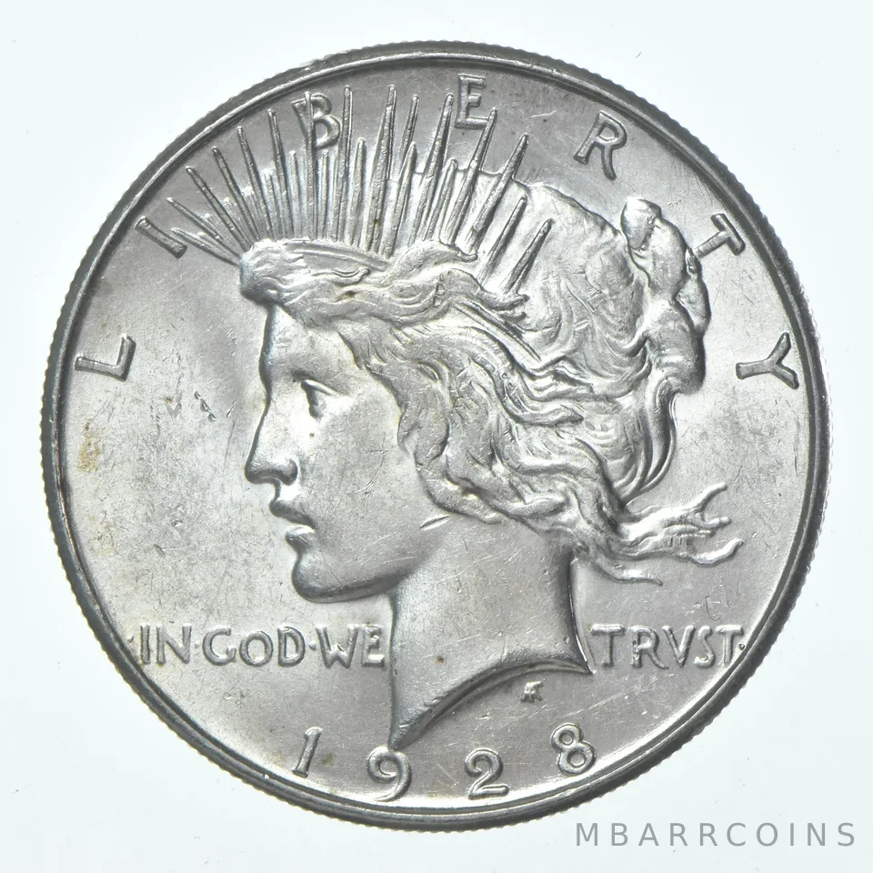 (1) 1928-S Choice AU Peace Silver Dollar 90% - CH AU Almost Unc - San Fran