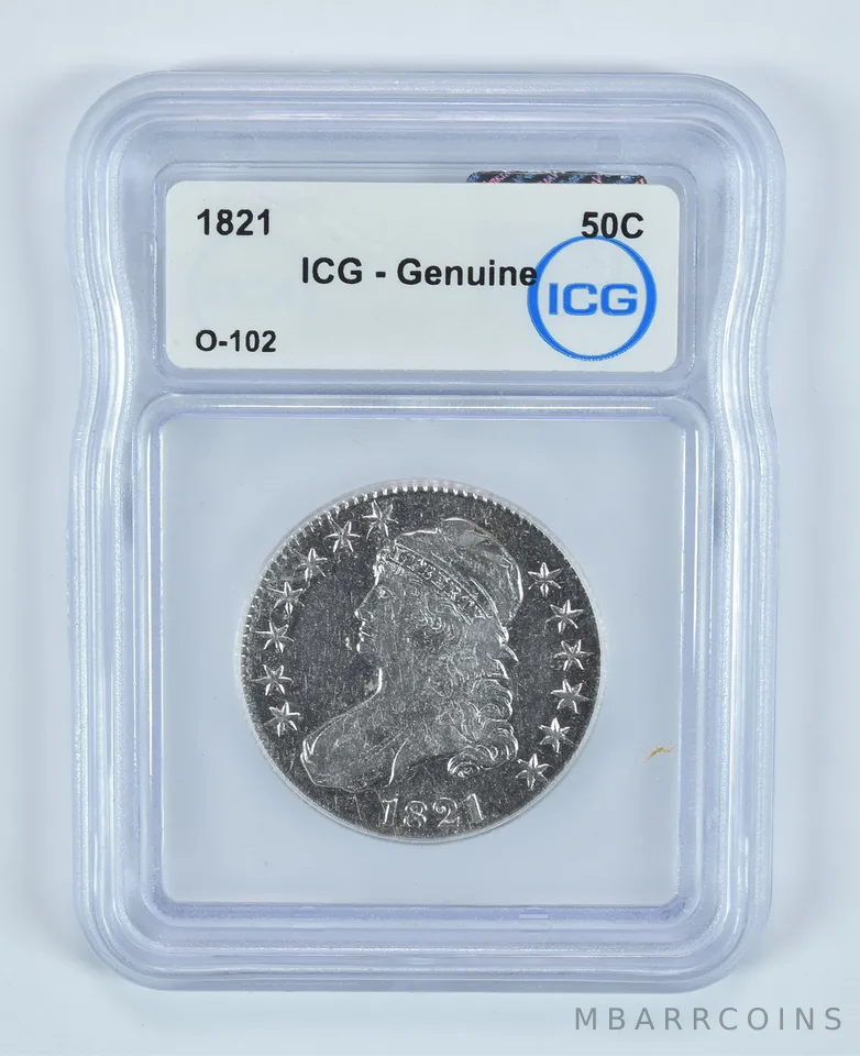 1821 Capped Bust Half Dollar O-102 Genuine ICG a9027