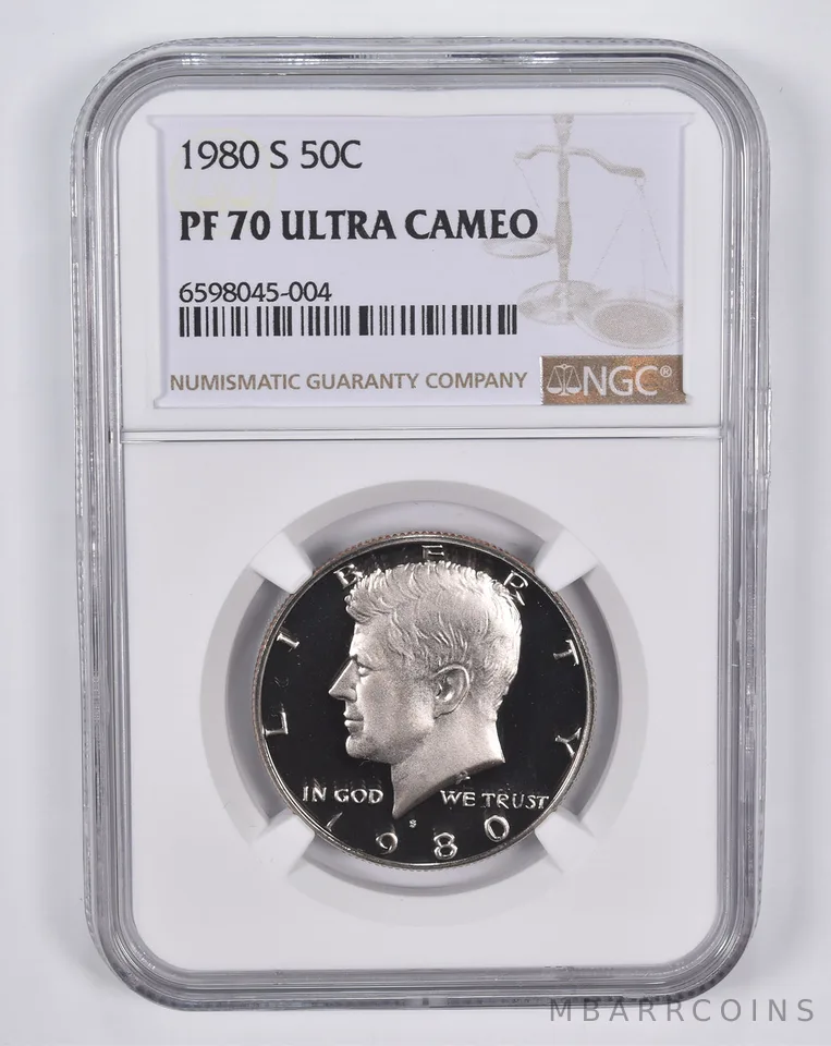 1980-S Kennedy Half Dollar PF70 UCAM NGC Brown Lbl