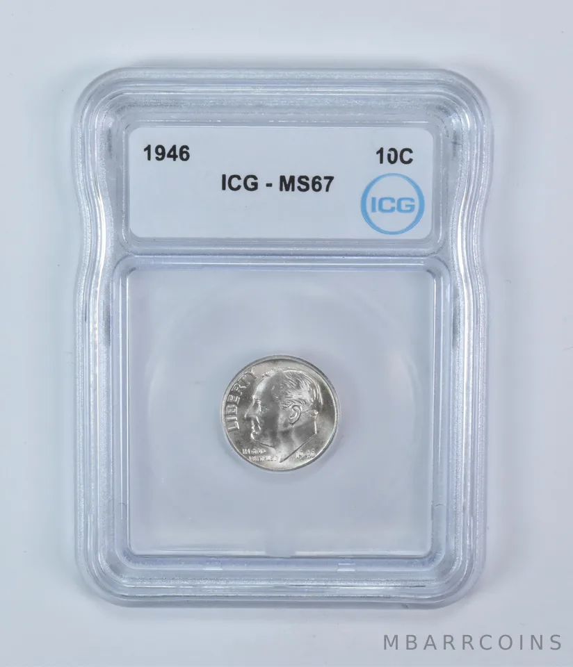 1946 Roosevelt Dime MS67 ICG