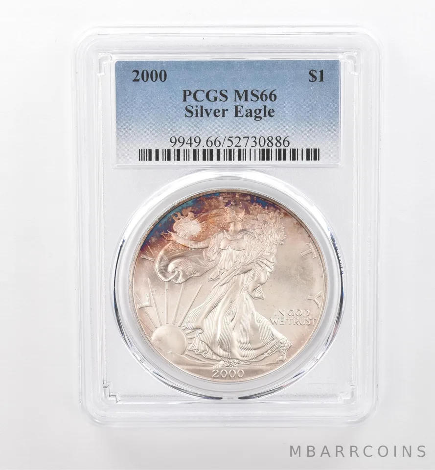 2000 American Silver Eagle MS66 PCGS Peripheral Tone *1766