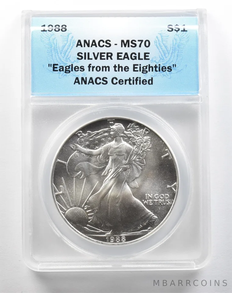 1988 American Silver Eagle MS70 ANACS a3838