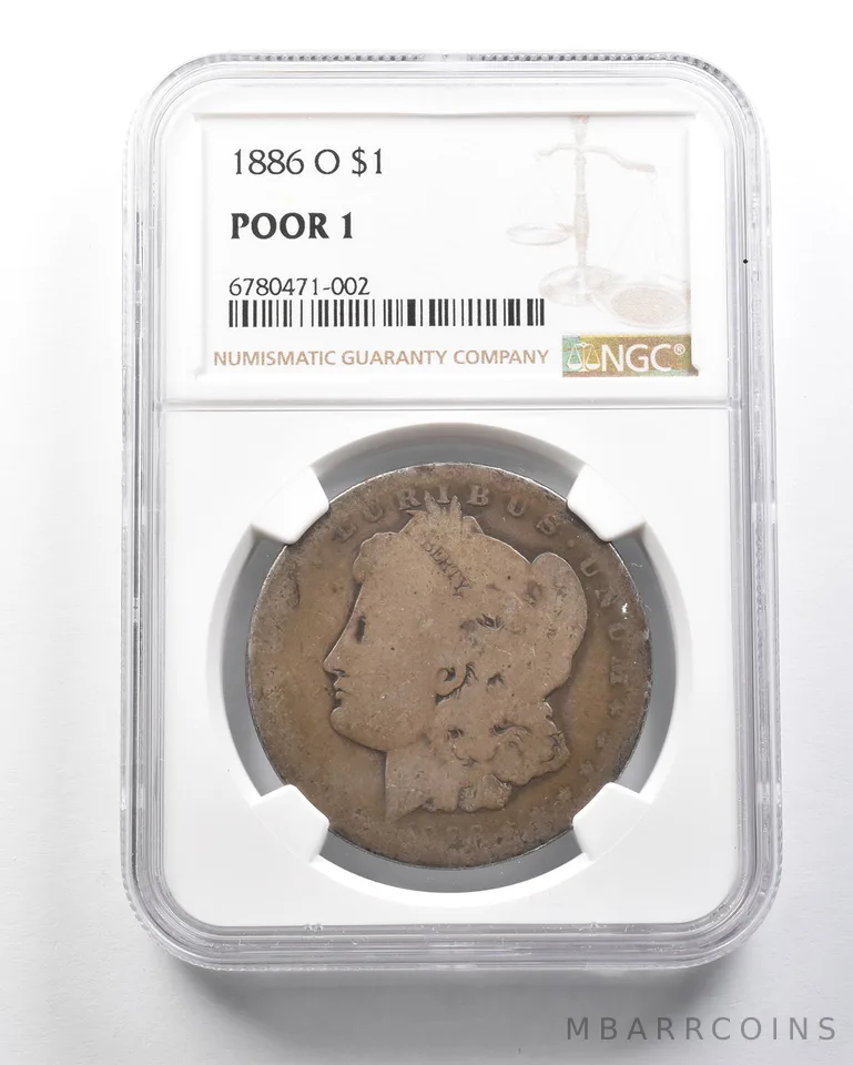 Poor 1 1886-O Morgan Silver Dollar NGC P01 Lowball Low Ball Pocket Piece *4198