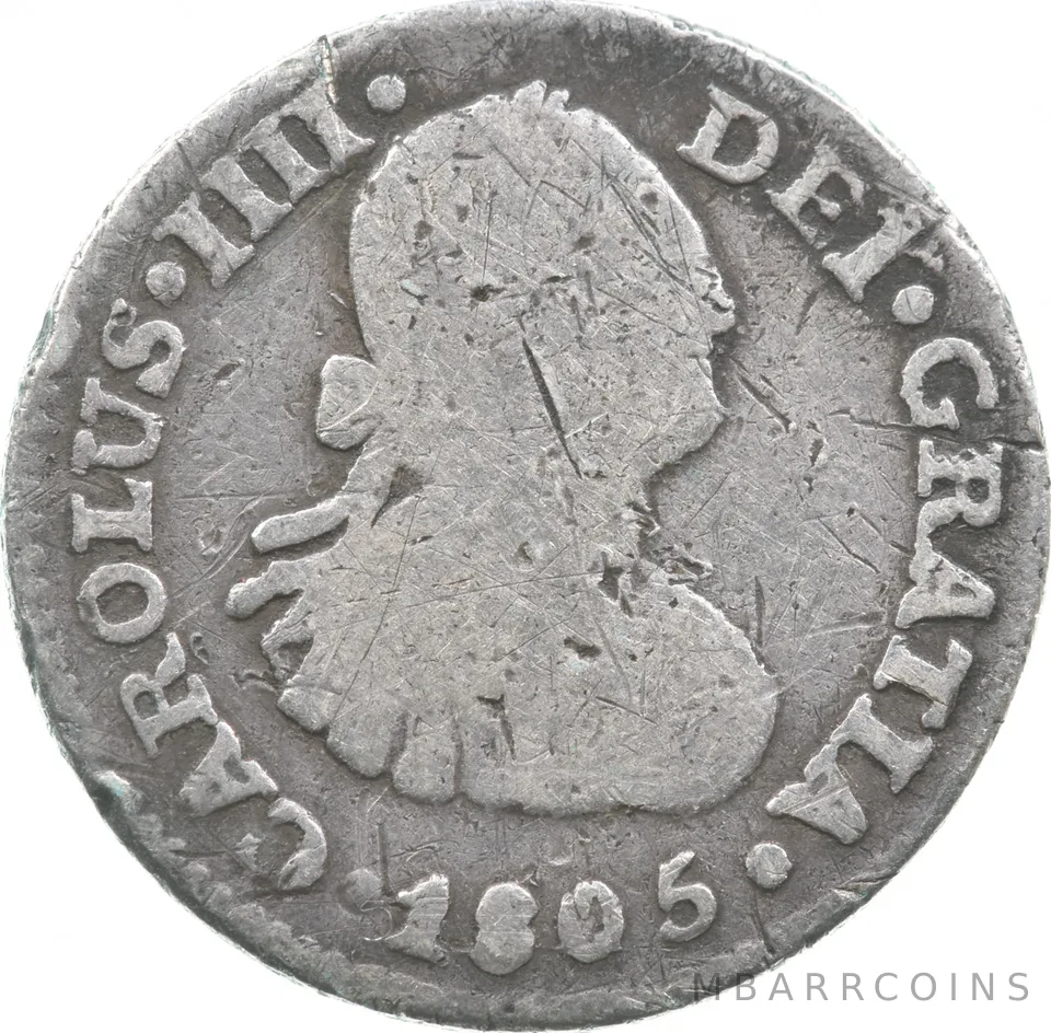 1805 Mo/TH Mexico 1/2 Real Shipwreck Coin 1.6g a9578