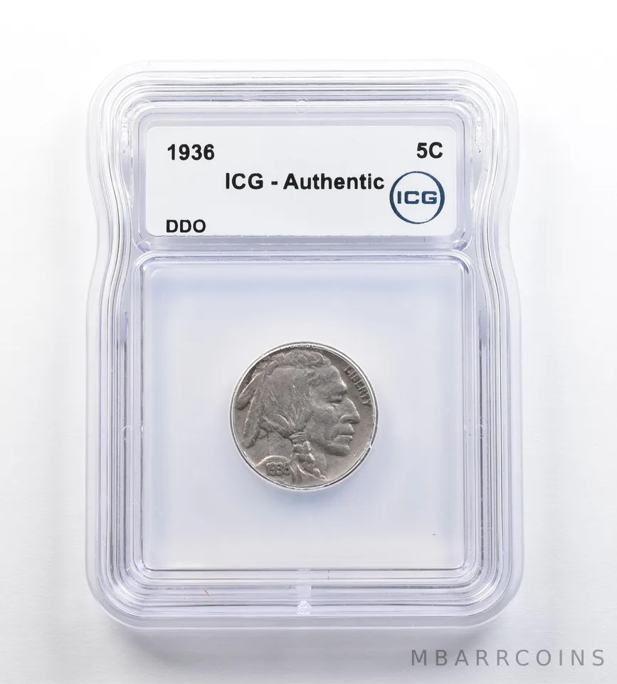 1936 Indian Head Buffalo Nickel DDO Authentic ICG *9189