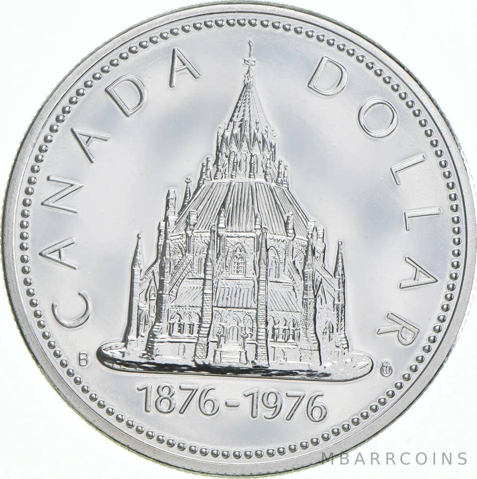 1976 Canada 50% Silver Canadian Silver Dollar - Parliamentary Library