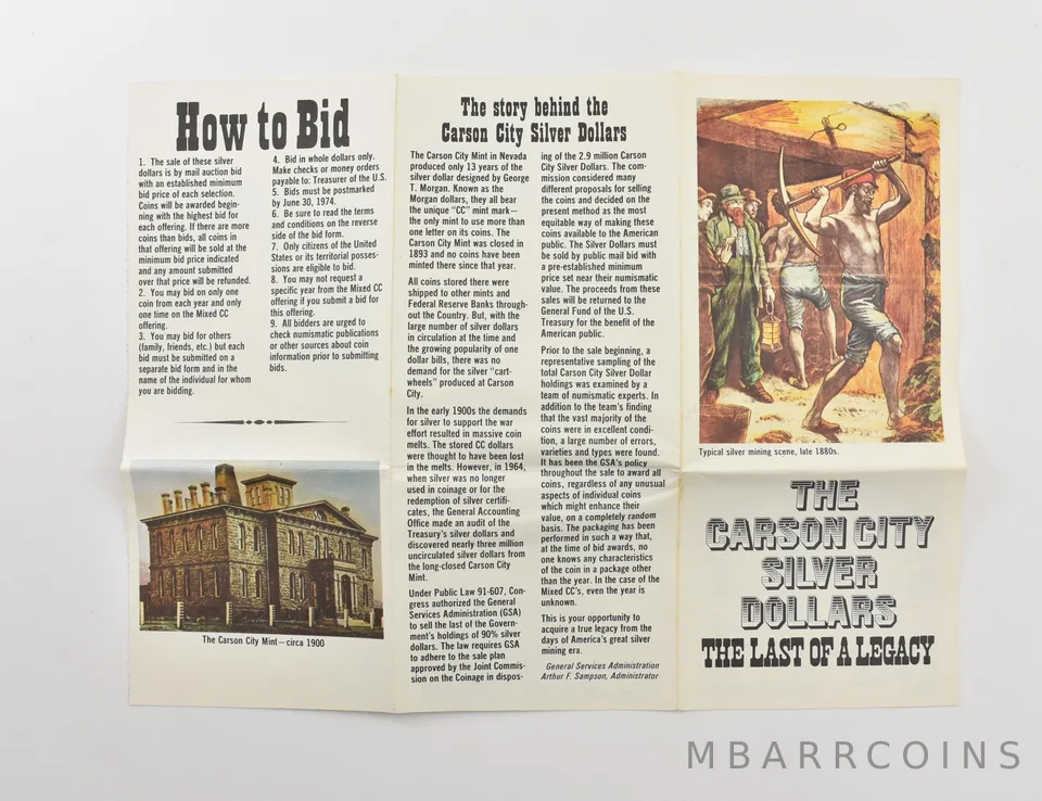 GSA The Carson City Silver Dollars Morgan CC Legacy Brochure *9803