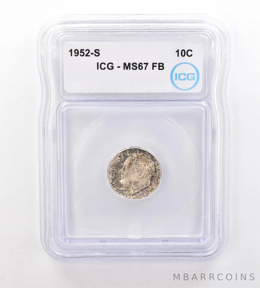 1952-S Roosevelt Dime MS67 FB ICG Beautiful Tone *7525