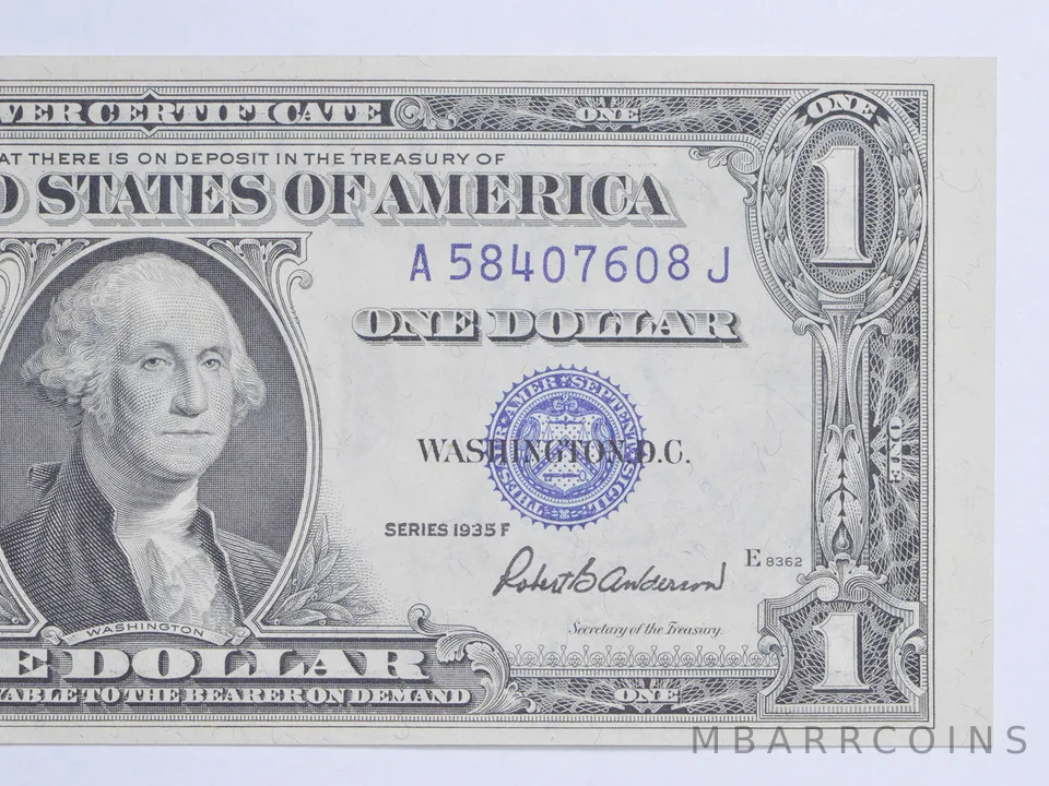 $1 1935-F Silver Certificate Blue Seal - Uncirculated US Paper Money