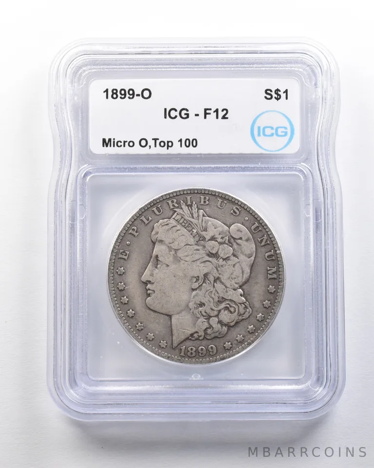 1899-O Morgan Silver Dollar Micro O Top 100 F12 ICG a1602