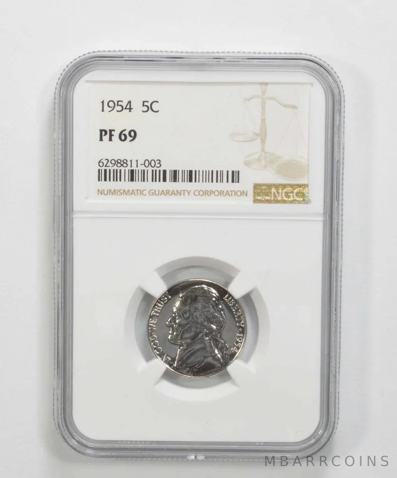 PF69 1954 Jefferson Nickel - Graded NGC a6874