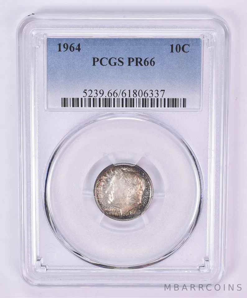 1964 Roosevelt Dime PR66 PCGS Beautiful Tone *1076