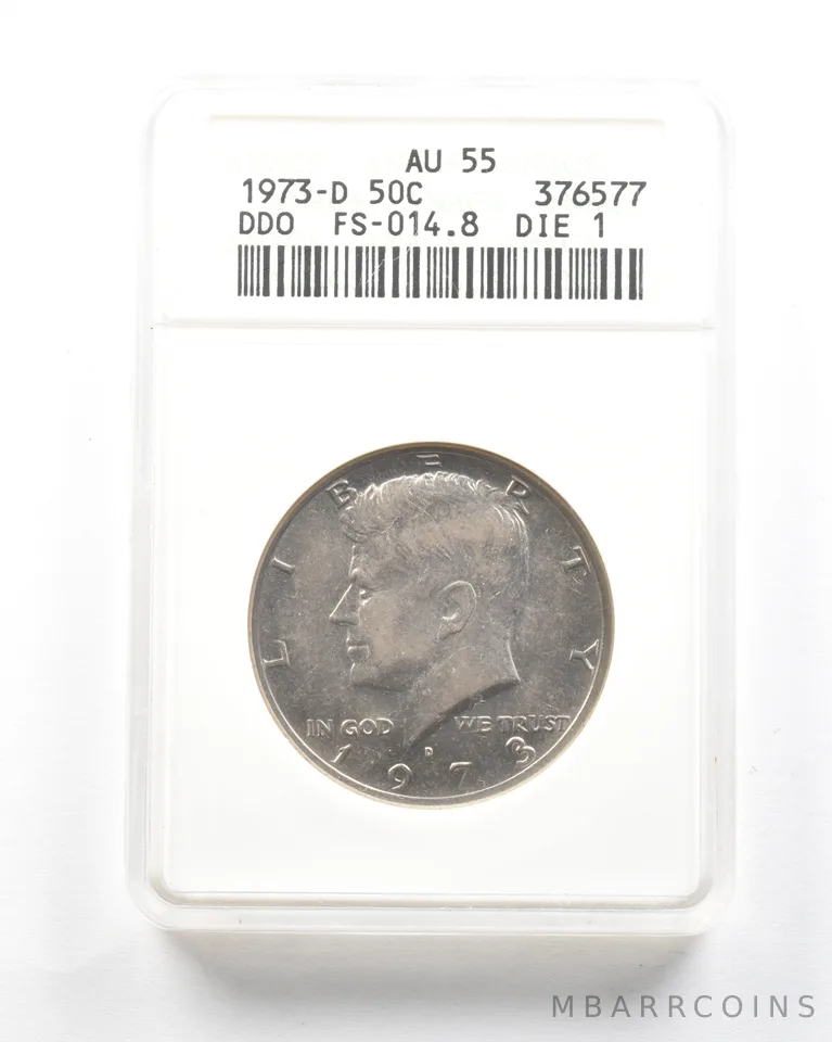 1973-D Kennedy Half Dollar DDO FS-014.8 Die 1 AU55 ANACS *2009