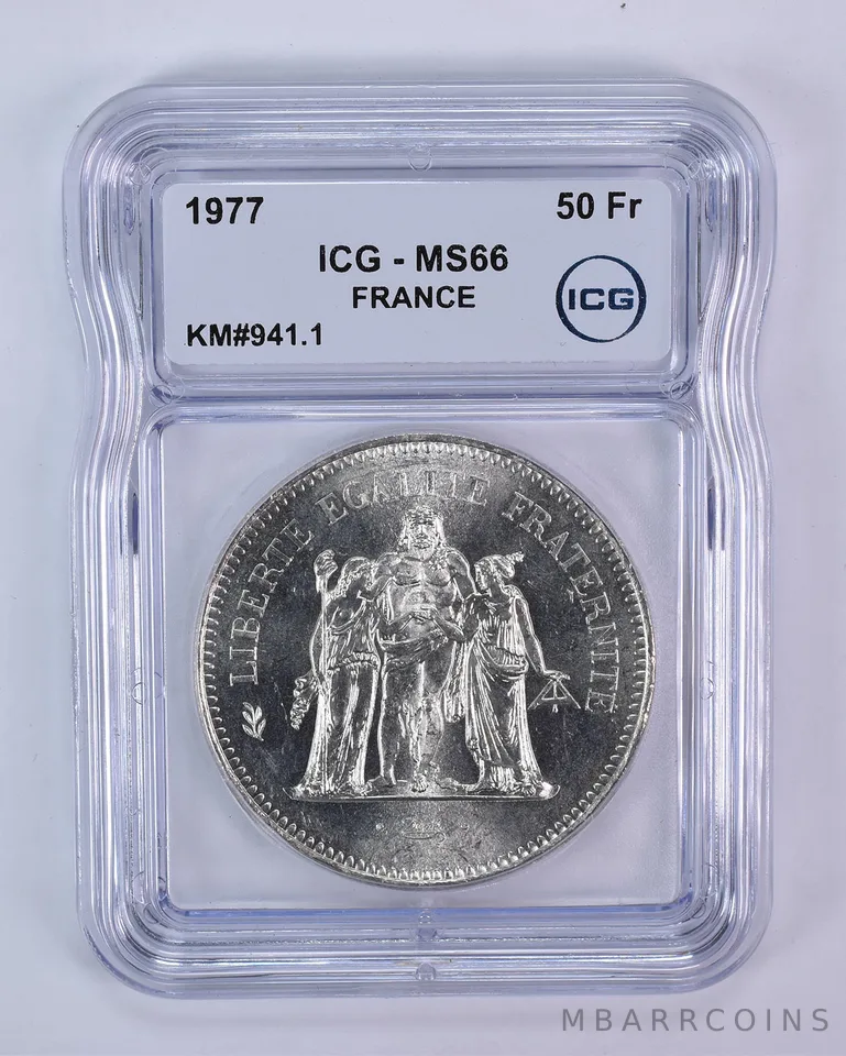 1977 France 50 Francs KM#941.1 MS66 ICG