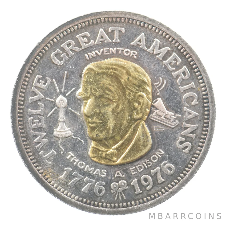 1976 Twelve Great Americans Bimetallic Silver Round Thomas Edison *0201