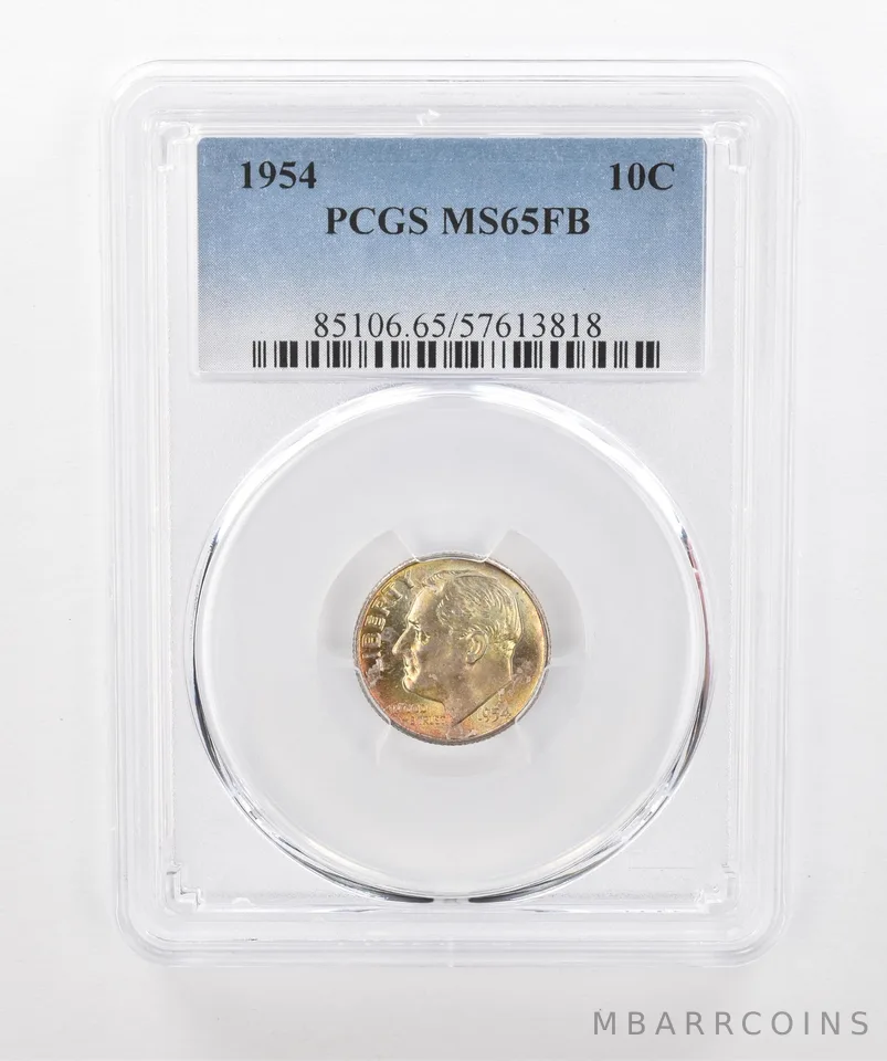 1954 Roosevelt Dime MS65 FB PCGS Beautiful Tone *1556