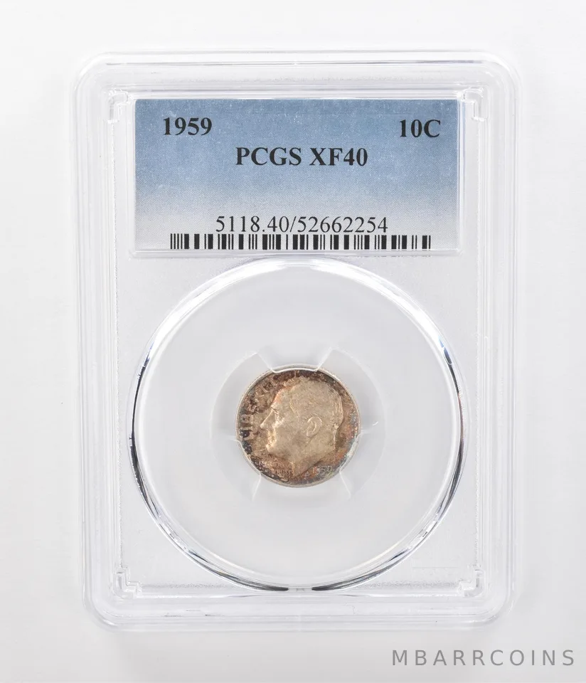 1959 Roosevelt Dime XF40 PCGS Beautiful Tone a1058