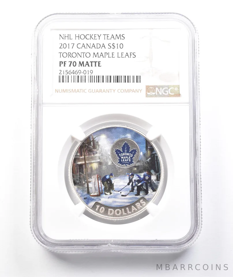 2017 Canada $10 Silver NHL Hockey Teams Toronto Maple Leafs PF70 Matte NGC a3808