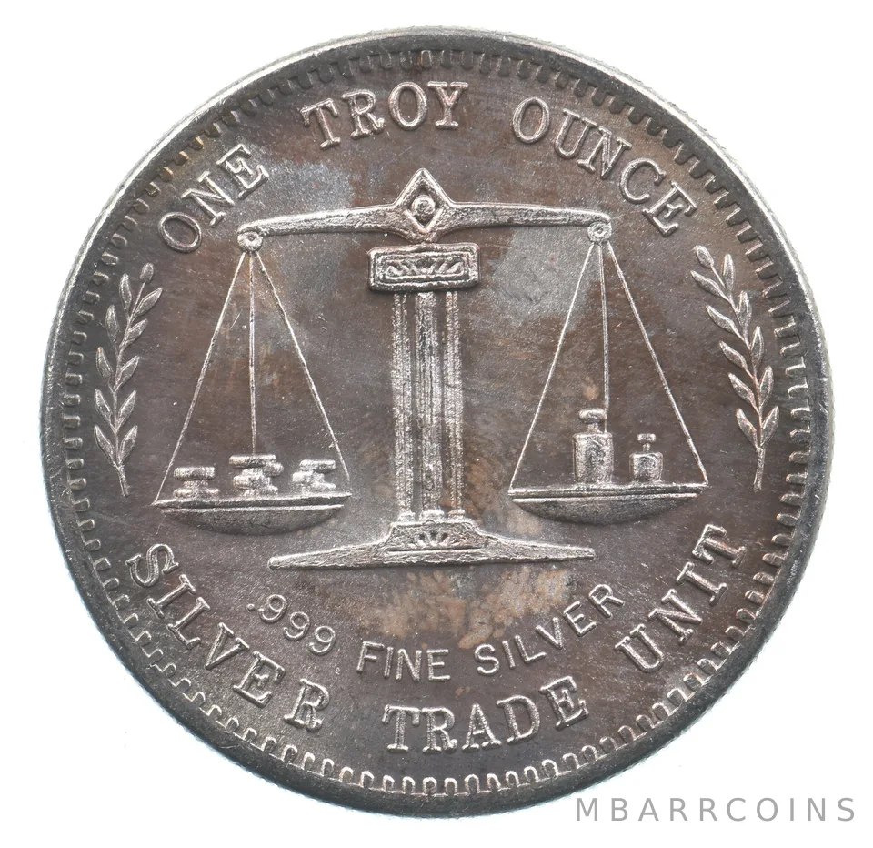 VINTAGE Art Bar/Round Trade Unit Eagle & Flag 1 Oz. .999 Silver 1 T Oz *193