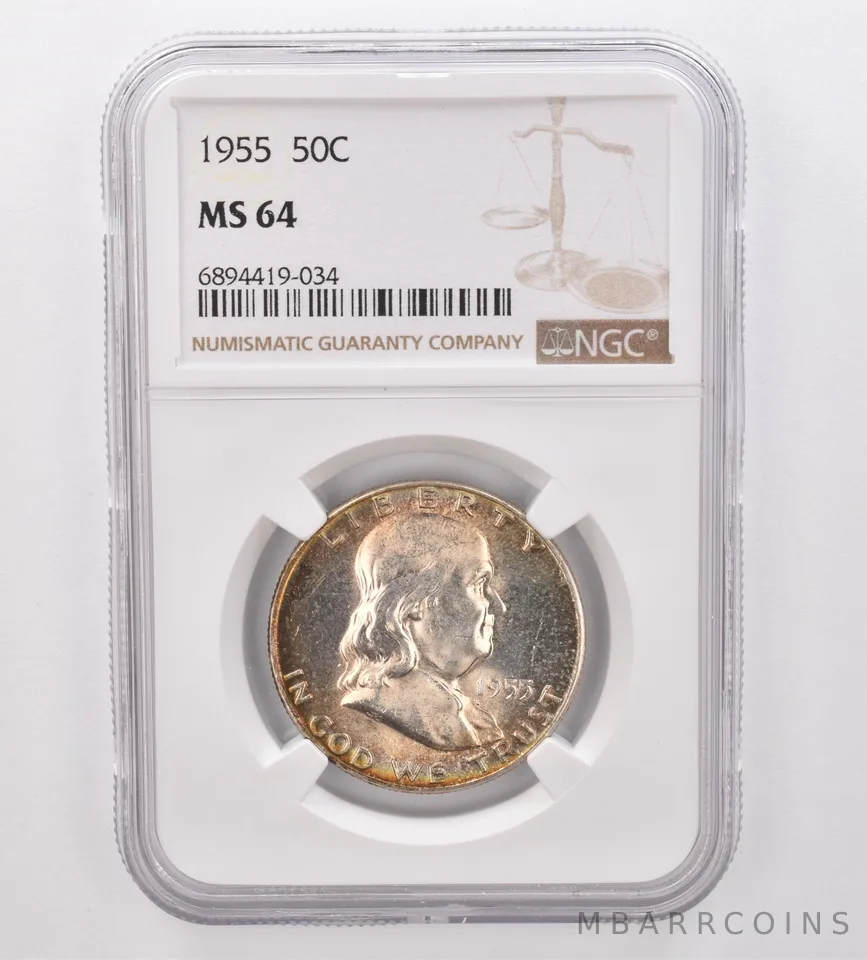 1955 Franklin Half Dollar MS64 NGC Beautiful Tone *9888