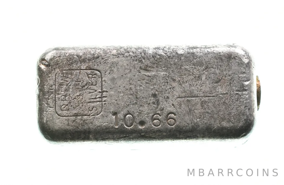 10.66 Troy Oz Silver Bar Silver Drew Vintage Poured PRE-GEIGER *0377