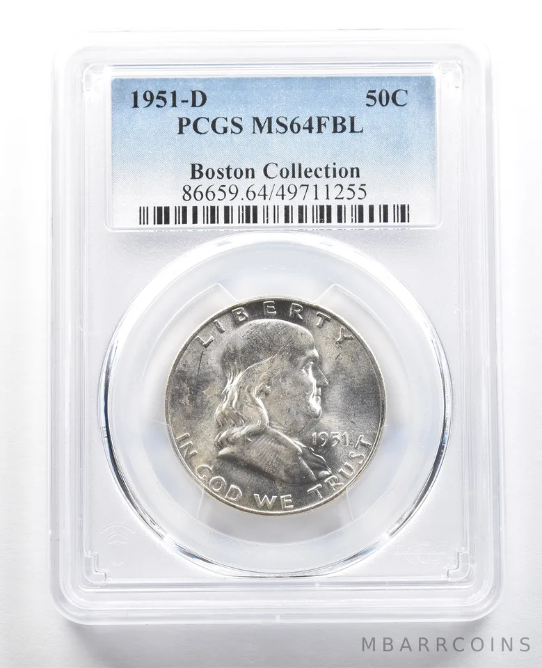 1951-D Franklin Half Dollar Boston Collection MS64 FBL PCGS *4719
