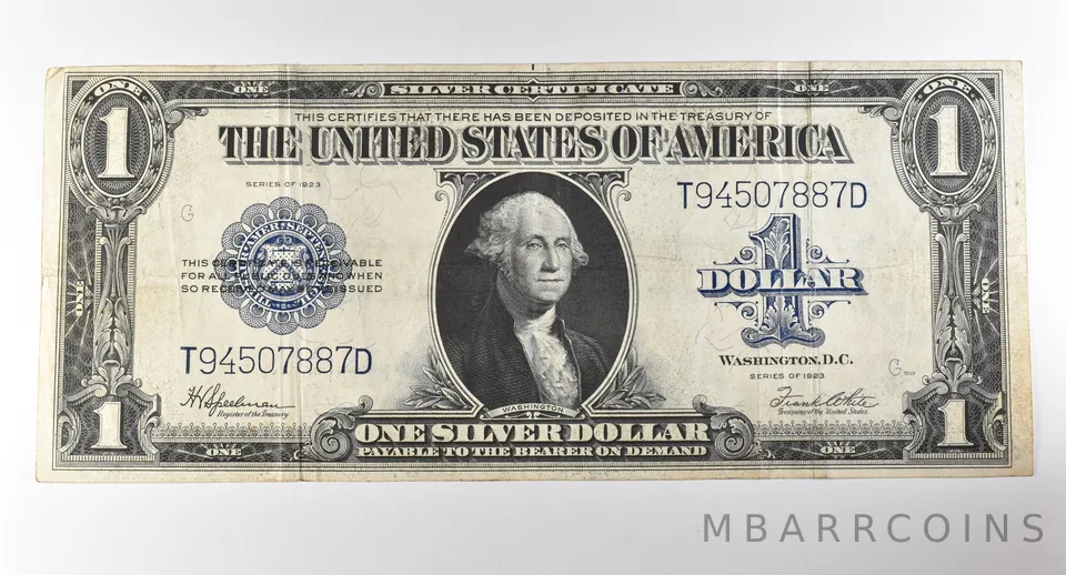 1923 $1 Silver Certificate Large Note Blue Seal *2948