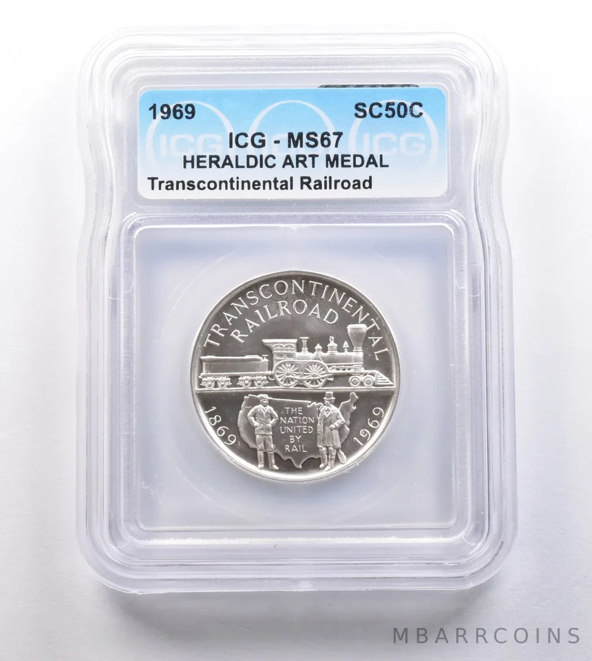 1969 So Called Half Dollar Transcontinental Railroad MS67 ICG