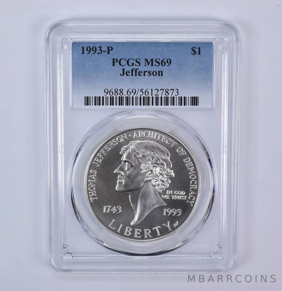 1993-P Thomas Jefferson Commemorative Silver Dollar MS69 PCGS