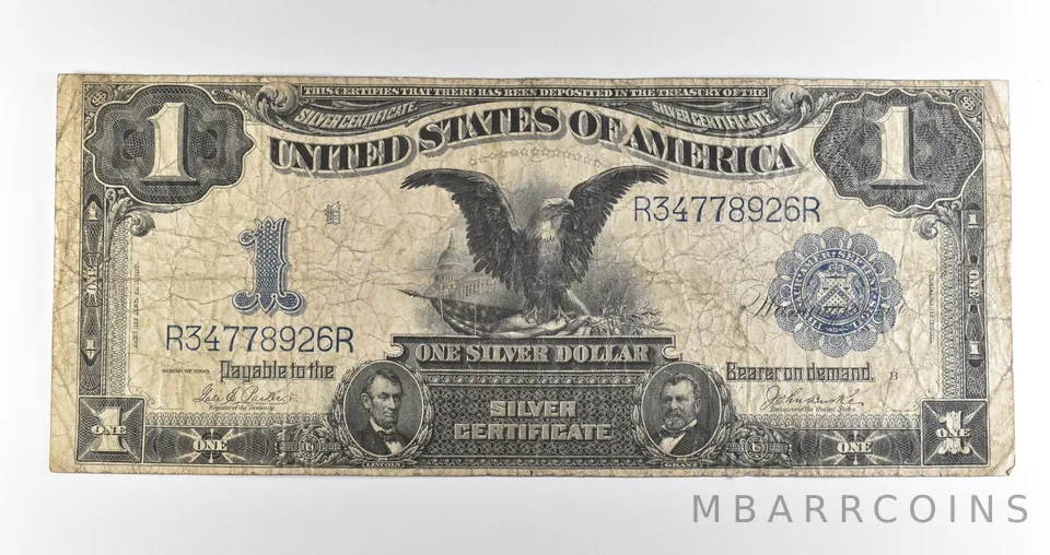 1899 $1 Silver Certificate Black Eagle Blue Seal Large Note *4521