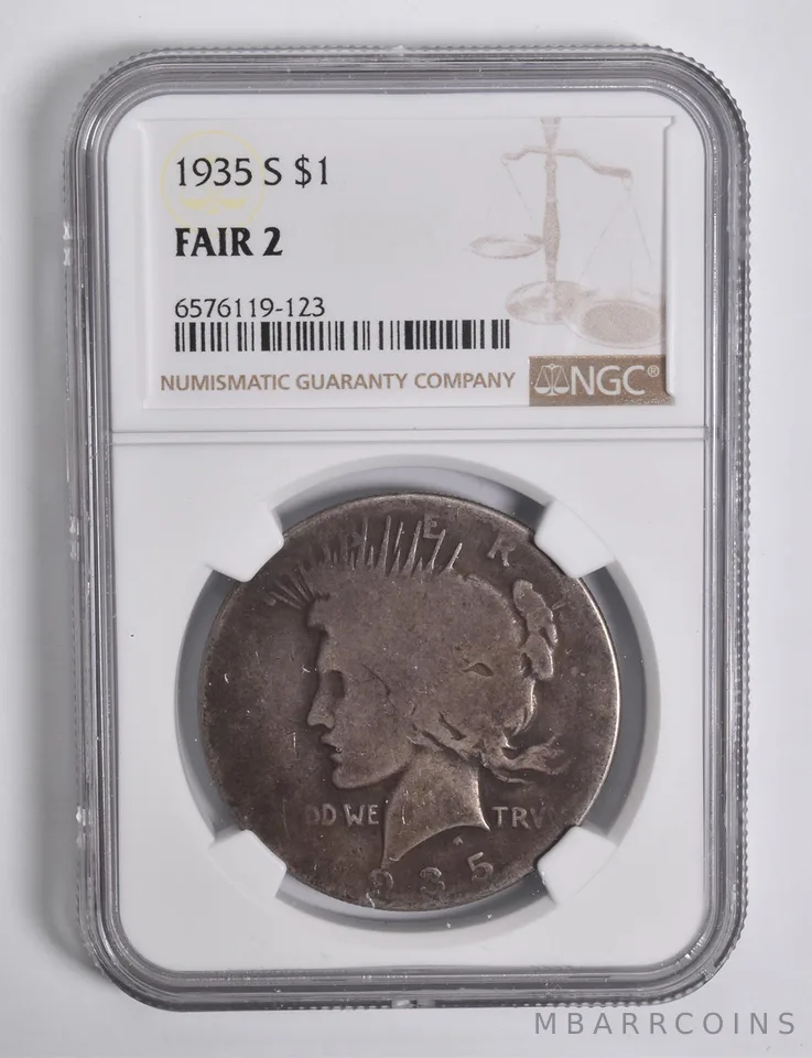 FAIR 2 1935-S Peace Silver Dollar NGC Low Ball Lowball Pocket Piece a4670