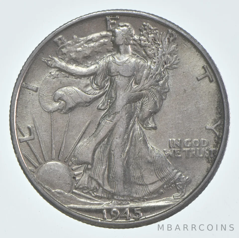 AU 1945-D Walking Liberty Half Dollar Almost Unc 90% Silver (1pc)