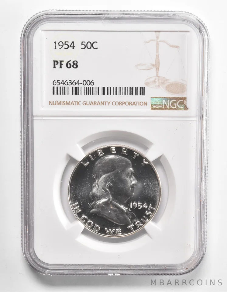 PF68 1954 Franklin Half Dollar - Graded NGC a1036