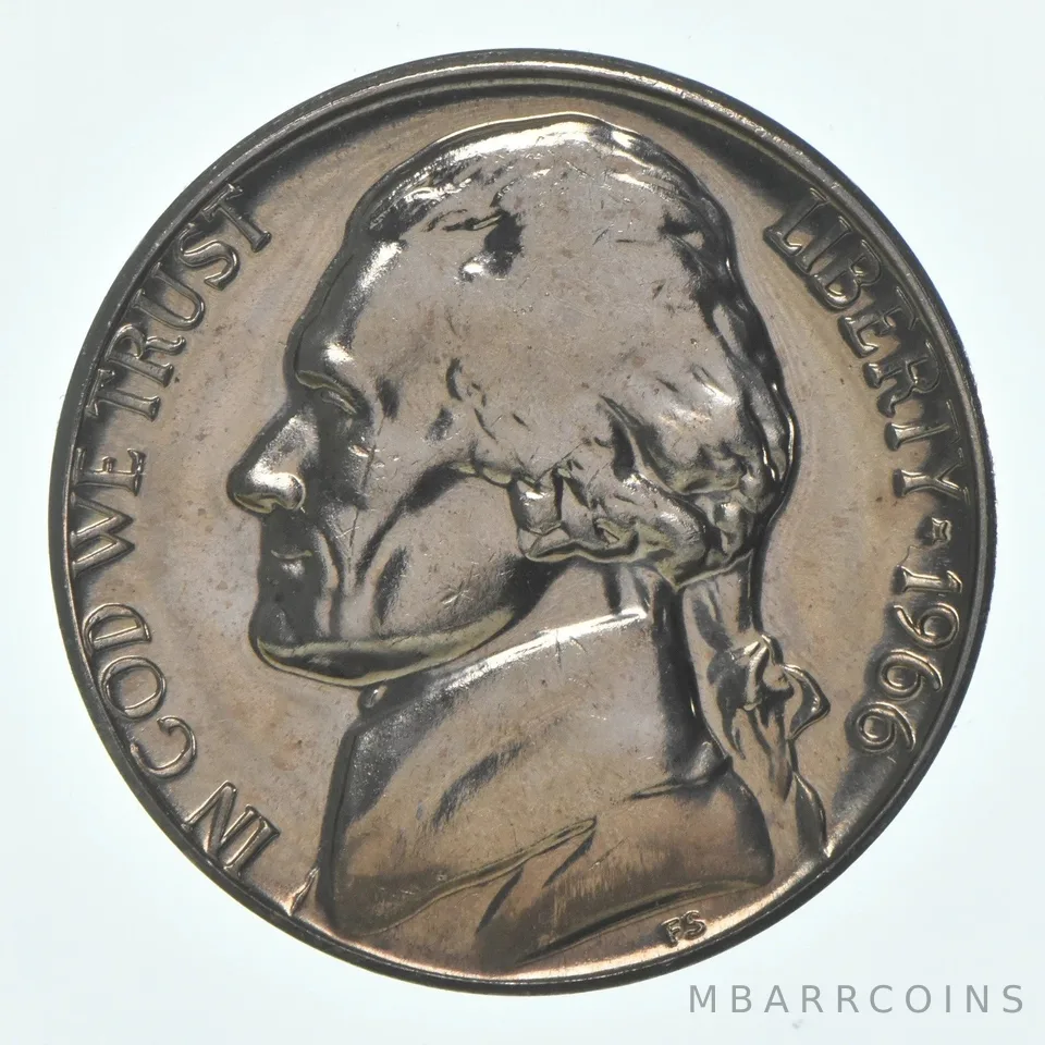 1966 Jefferson Nickel SMS Finish Unc