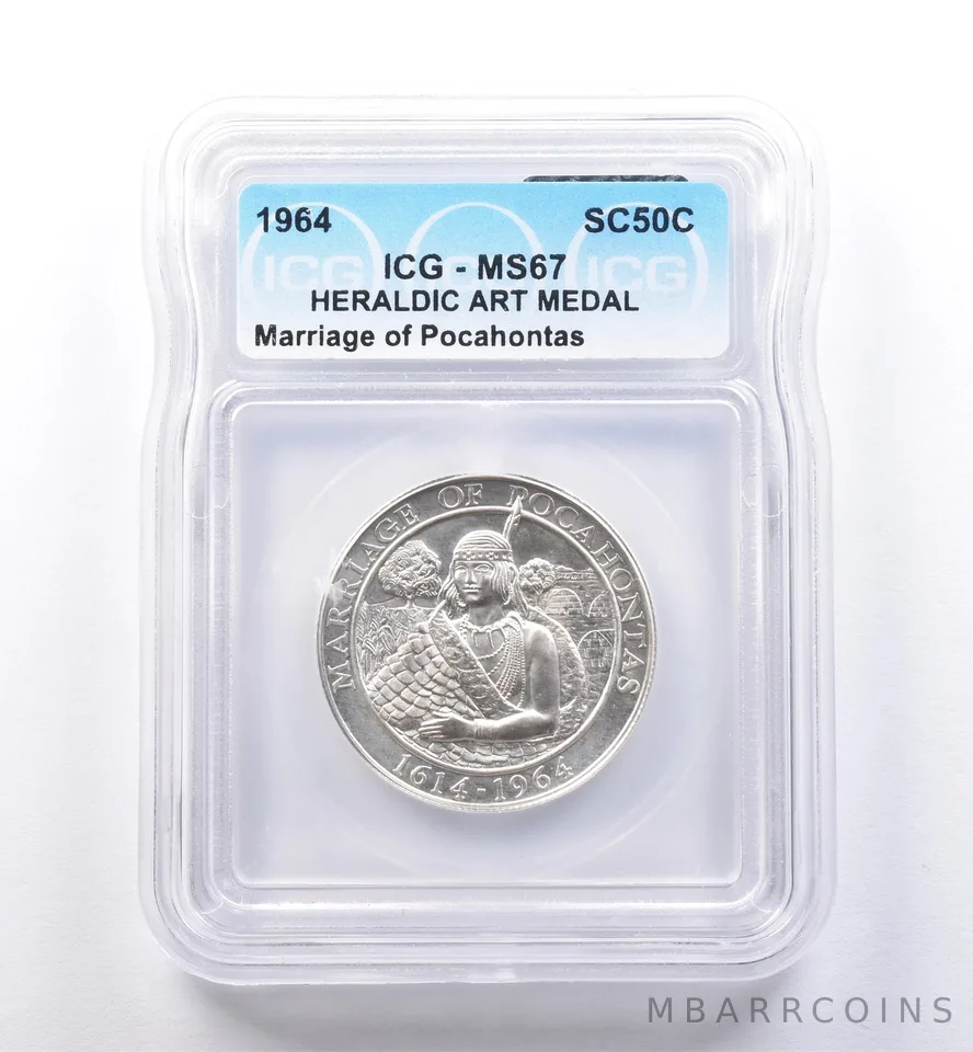 1964 So Called Half Dollar Marriage Of Pocahontas MS67 ICG *8419