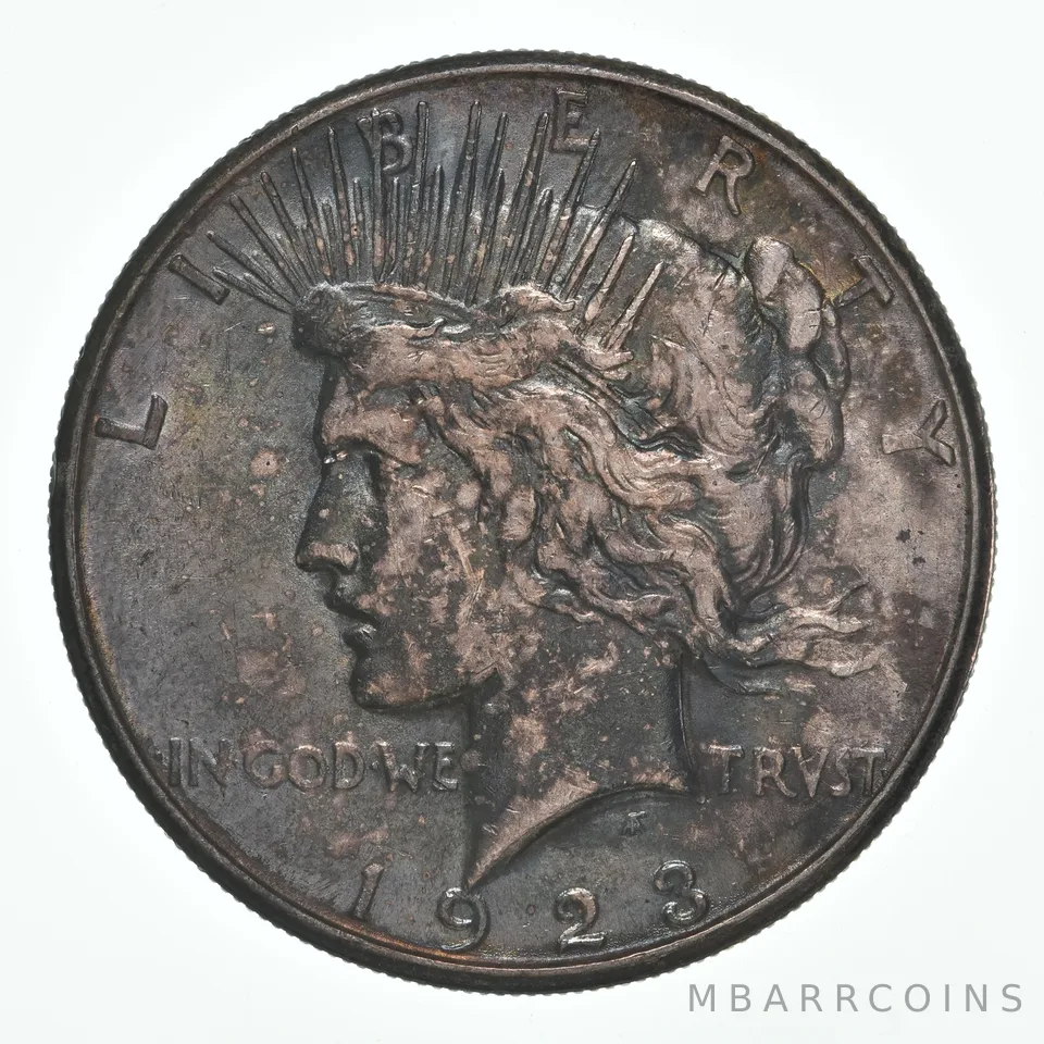 1923-S Peace Silver Dollar Crusty Toning a4474