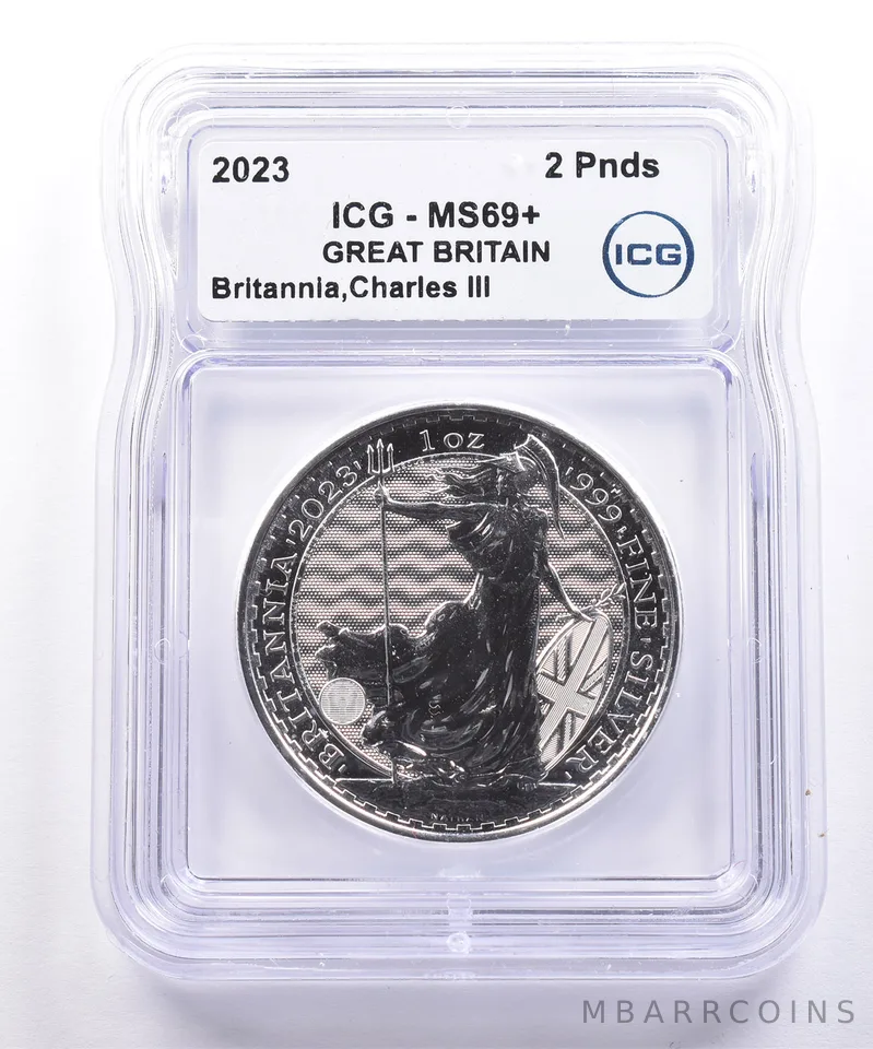 2023 Great Britain 2 Pound Silver Britannia Charles III MS69+ ICG