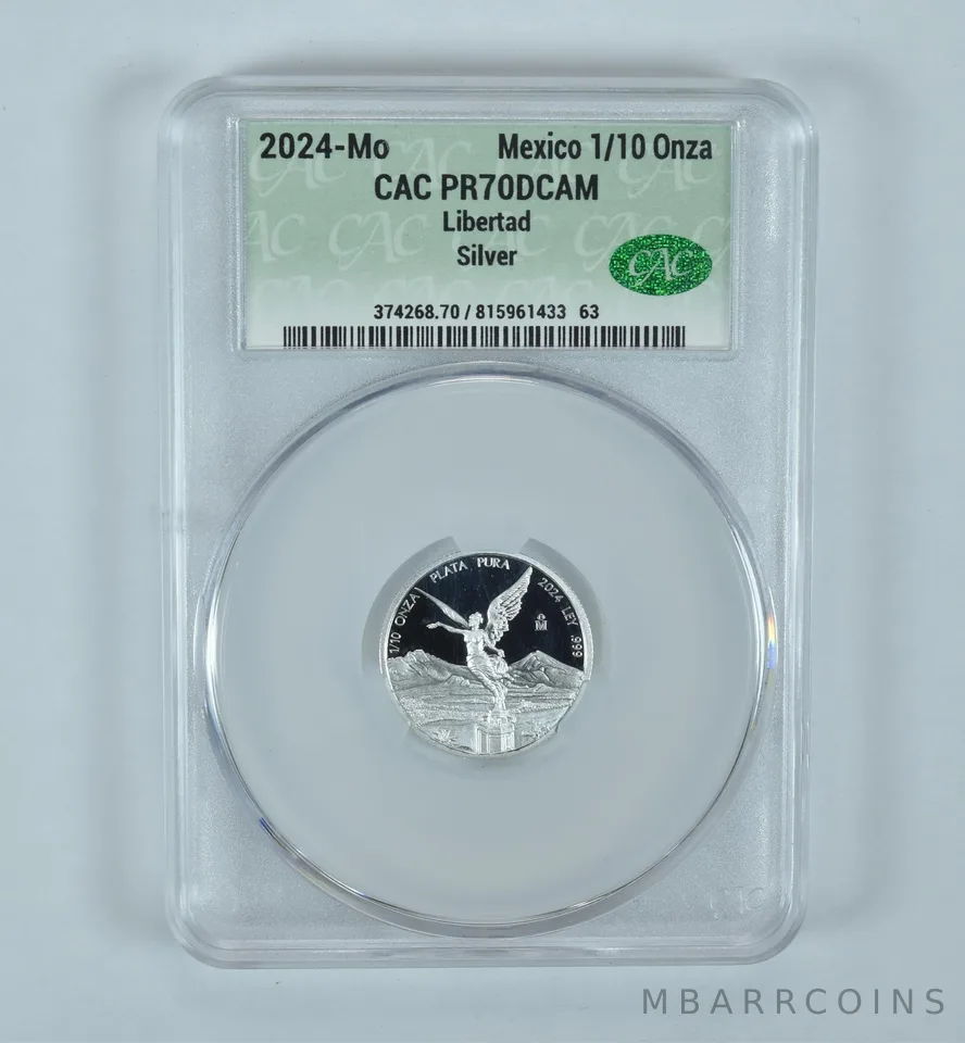 2024 Mo Mexico 1/10 Onza Silver Libertad PR70 DCAM CAC CACg
