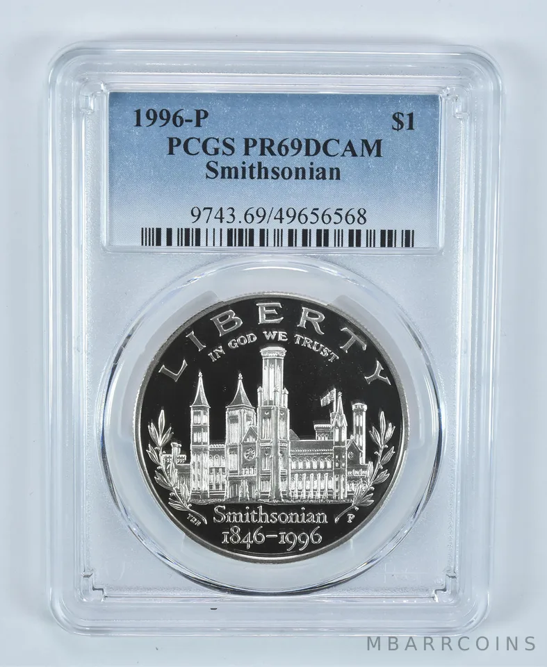 1996-P Smithsonian Commemorative Dollar PR69 DCAM PCGS Blue Label