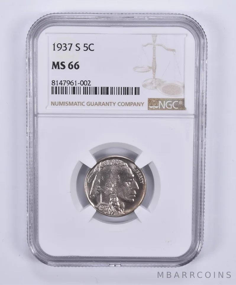 1937-S Indian Head Buffalo Nickel MS66 NGC Brown Label