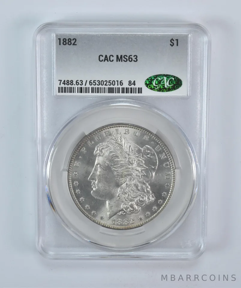 1882 Morgan Silver Dollar MS63 CAC CACg *5726