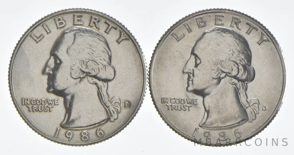 1986 P+D Washington Quarter Clad Unc Bundle