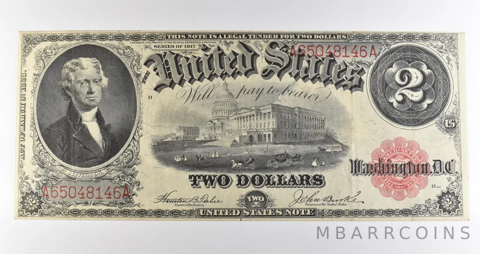 1917 $2 Legal Tender Large Note Red Seal *3561