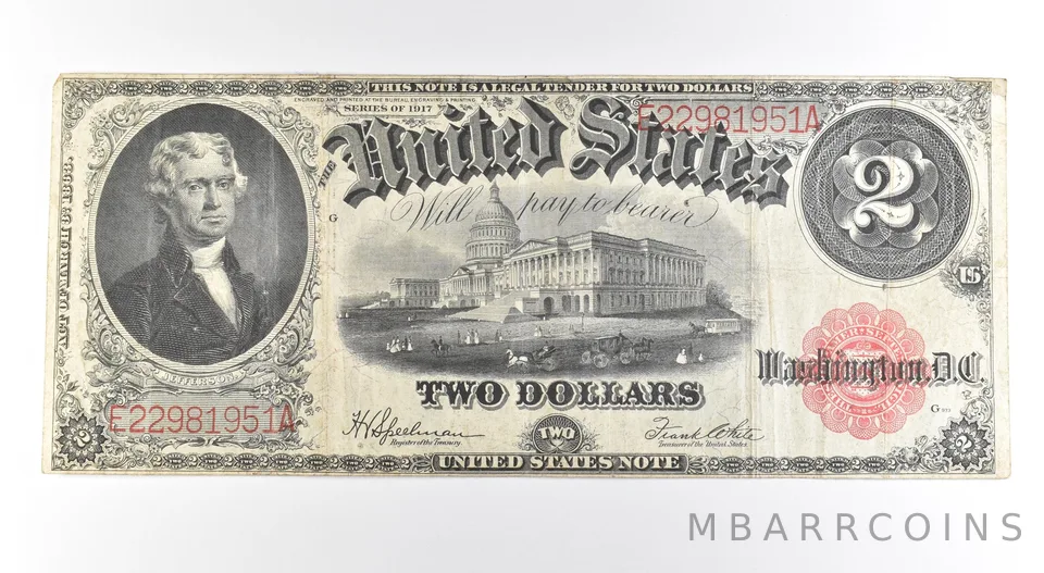 1917 $2 Legal Tender Large Note Red Seal *2634