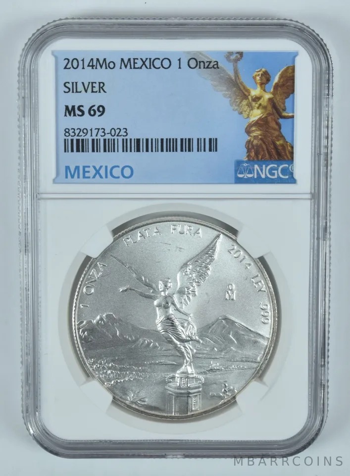 2014 Mo Mexico 1 Onza Silver Libertad MS69 NGC Mexico Label