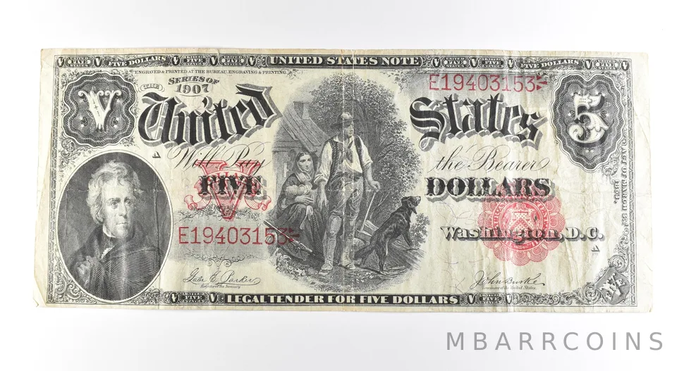 1907 $5 Legal Tender Large Note Red Seal *2680