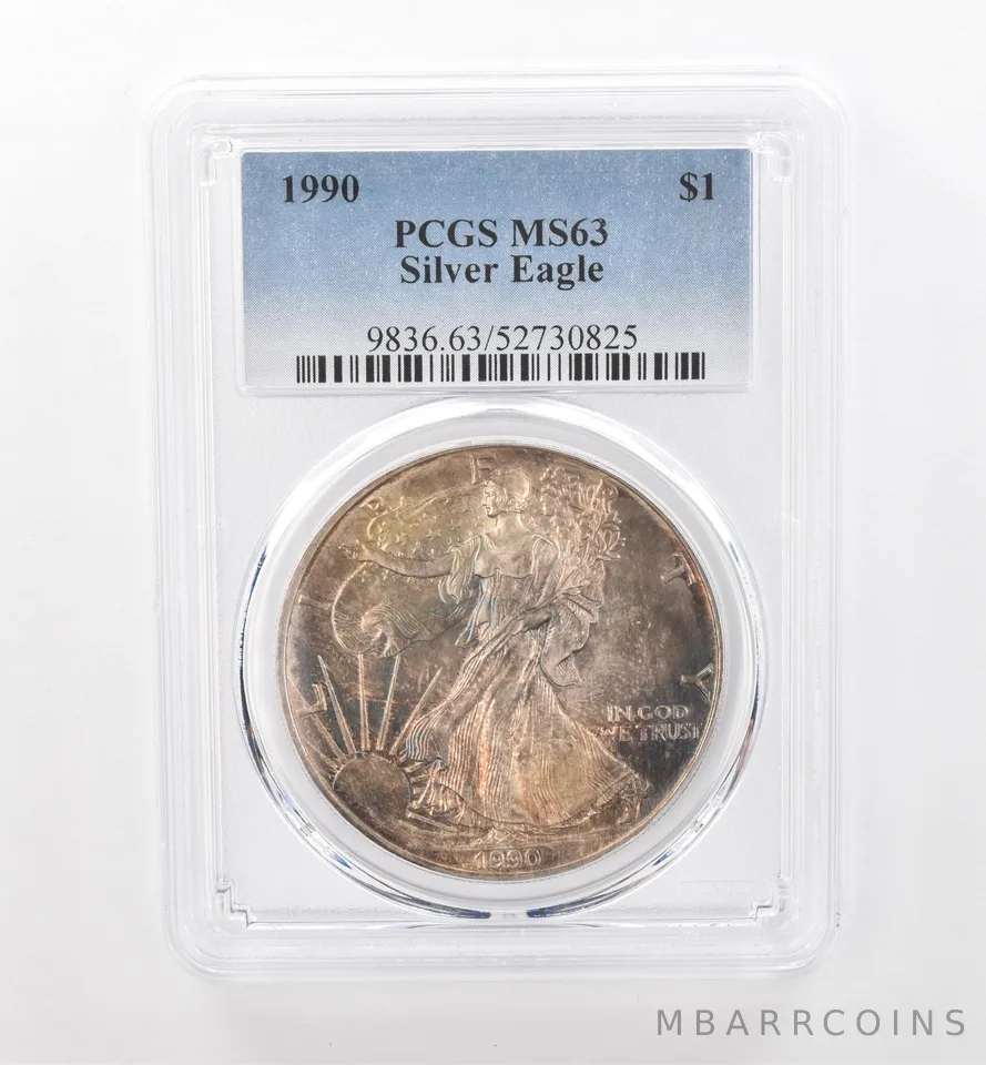 1990 American Silver Eagle MS63 PCGS Beautiful Tone *1773